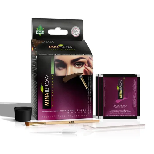 Vista 29 de Polvo de tinte para cejas natural marrón medio de MinaiBrow Kit de tinte instantáneo a prueba de manchas con cepillo doble biselado Marrón medio +