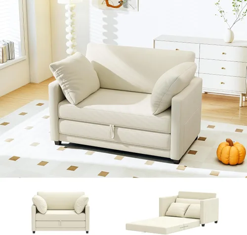 Vista 9 de Myroyalsit - Sofá cama convertible de 51 pulgadas, sofá cama plegable 2 en 1, sofá biplaza para espacios pequeños, con 2 cojines, para apartamento