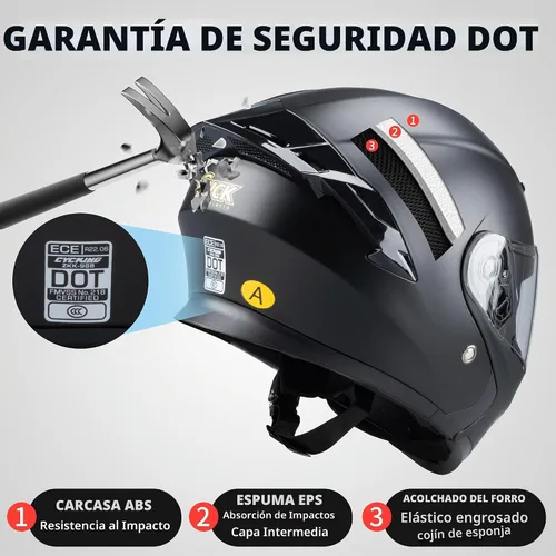 Vista 7 de Casco integral para hombres y mujeres adultos con protector solar ahumado