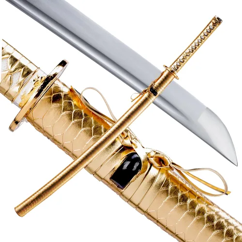 Vista 20 de Espada Katana Japonesa Samurai Hecha a Mano con Saya de Madera de Rayskin Dura, Puede Cortar Bambú