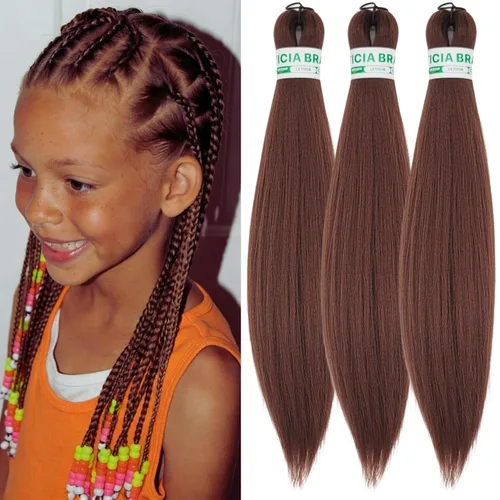 Vista 88 de Cabello trenzado para niños preestirado de 16 pulgadas, color negro para niños, trenzas sin nudos