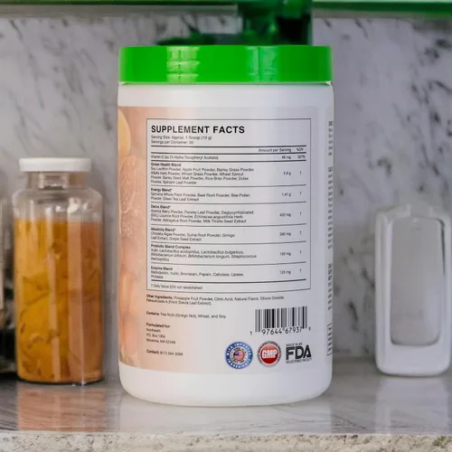 Vista 2 de Superalimentos verdes Suplementos de frutas y verduras Suplementos energéticos naturales Vitaminas y minerales Espinacas, espirulina