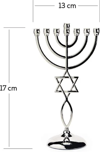 Vista 2 de Ananadashop - Candelabro decorativo con estrella de plata de David, 7 ramas, Israel, Menorá, Hanukkah