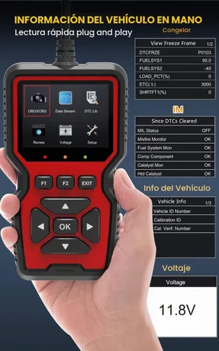 Vista 5 de Outzone Escáner V519 OBD2, lector de código universal para automóvil con pantalla a color de 2.8 pulgadas, 10 idiomas y función de impresión