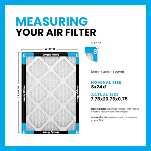 Vista 2 de Simply - Filtro de aire de 8x24x1, MERV 8, paquete de 6, para caldera/aire acondicionado de casa y HVAC (Tamaño real: 19.7 cm x 60.3 cm x 1.9 cm)