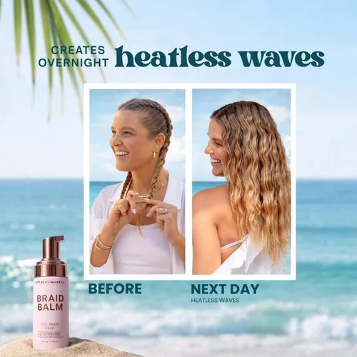 Vista 9 de The Beachwaver Co. Bálsamo para Trenzas Preparación Pre-Trenza - Tamaño Completo (4 Fl Oz) Espuma Imprimadora Domadora de Frizz Fortalece