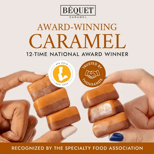 Vista 7 de Béquet Caramelo, caramelo gourmet de moca salado, caramelo de café envuelto individualmente, caramelo de sal marina gourmet, fabricado en Montana