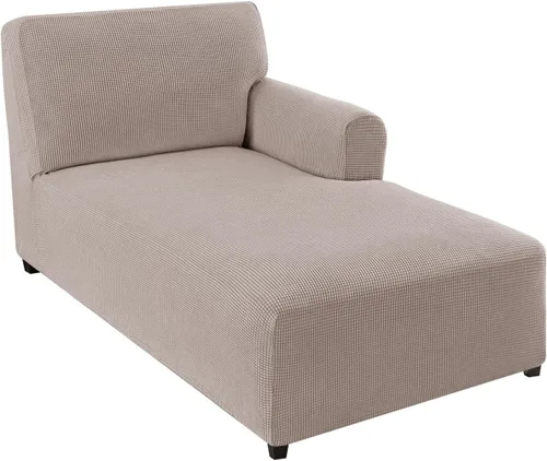 Vista 25 de FantasDecor Funda Elástica para Chaise Lounge Funda de Silla con Patrón de Celosía con Reposabrazos para Sala de Estar Dormitorio Doble Brazo Tela
