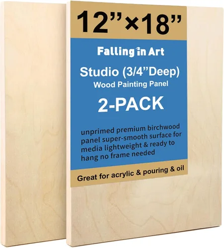 Vista 14 de Falling in Art Kit de paneles de madera de abedul sin terminar para pintura, lienzo de madera, paquete de 4 unidades de 4 x 12 pulgadas de estudio