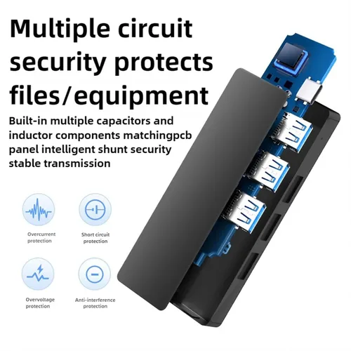 Vista 9 de Divisor USB 3.0 con cable de extensión de 1 pie de largo, extensor multipuerto ultrafino de 4 puertos para computadora de escritorio, laptop