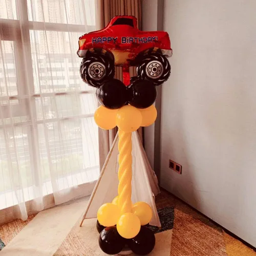Vista 3 de Globos de aluminio con forma de camión monstruo, globos de Mylar de papel de aluminio para fiesta temática de camiones monstruos, suministros