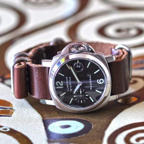 Vista 5 de Da Luca Correa de reloj militar - marrón Chromexcel (hebilla mate) 0.945 in