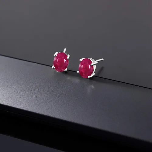 Vista 242 de Gem Stone King Aretes de oro de 14 quilates con piedra natal ovalada de 0.315 x 0.236 in Aretes de oro para mujer
