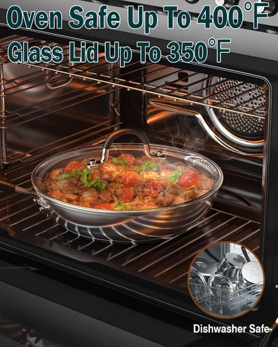Vista 7 de Cook N Home Juego de utensilios de cocina de acero inoxidable de 10 piezas, ollas y sartenes, juego de cocina con asas que se mantienen frías, apto