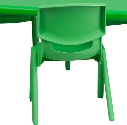 Vista 3 de Flash Furniture Emmy - Juego de mesa rectangular de plástico verde de 24 pulgadas de ancho x 48 pulgadas de largo, con 4 sillas