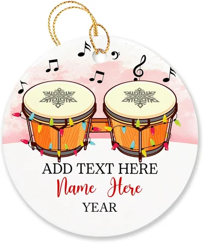 Vista 32 de Adorno de Navidad personalizado de acordeonista que toca acordeón, nombre personalizado y año, adorno de Navidad para acordeonista, instrumento