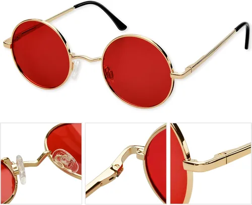 Vista 71 de KANASTAL Gafas de sol redondas polarizadas para mujeres y hombres, estilo hippie con protección UV400