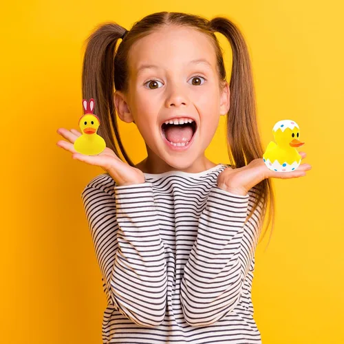 Vista 7 de Pato de goma de Pascua, conejo, conejo, paquete de seis patitos para niños, huevos de Pascua, regalos de cumpleaños, baby showers, actividades
