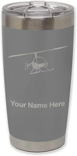 Vista 21 de LaserGram Vaso aislado al vacío de 20 onzas, helicóptero 2, grabado personalizado incluido (negro)