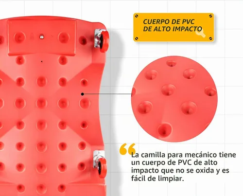 Vista 8 de MaxWorks 50874 carretilla de garaje con ruedas de plástico de 40 pulgadas con apoyacabezas acolchado y dos charolas para herramientas, 300 libras