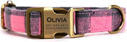 Vista 11 de Collar de perro personalizado con nombre y número de teléfono grabado, collar ajustable personalizado para cachorros, collar de algodón orgánico