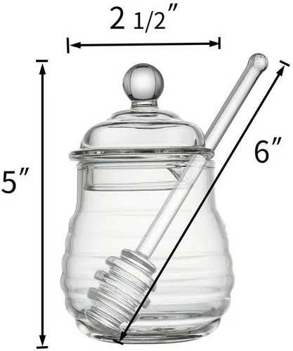 Vista 7 de Mkono Dispensador de Miel de Vidrio Frasco de Miel con Cucharón y Tapa Recipiente de Miel para Cocina del Hogar Almacenamiento de Miel y Jarabe, 9