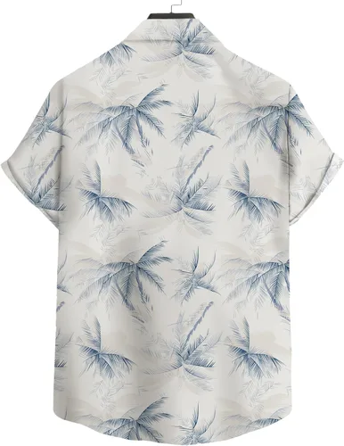 Vista 2 de Camisa hawaiana para hombre, camisas casuales de manga corta con botones, camisas florales Aloha tropicales para vacaciones