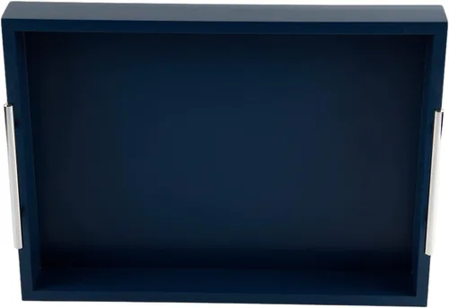 Vista 6 de JJSQYLAN Bandeja de madera para servir con asas, bandeja rectangular de desayuno para mesa de café, bandeja otomana decorativa de 16 x 12 pulgadas