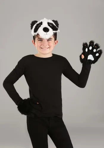 Vista 2 de Kit de disfraz con diadema peluda de panda y guantes Multicolor