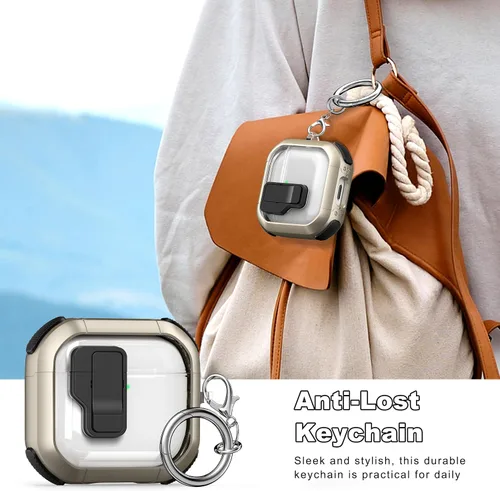 Vista 2 de Funda para AirPods de 4ª Generación, Diseño Transparente con Tapa Emergente Automática, Incluye Herramienta de Limpieza, Duradera y Resistente a