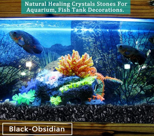Vista 4 de MAIBAOTA Piedras de cristal de obsidiana negra natural de cuarzo para plantas suculentas, pecera pequeña, acuario, grava, piedras decorativas