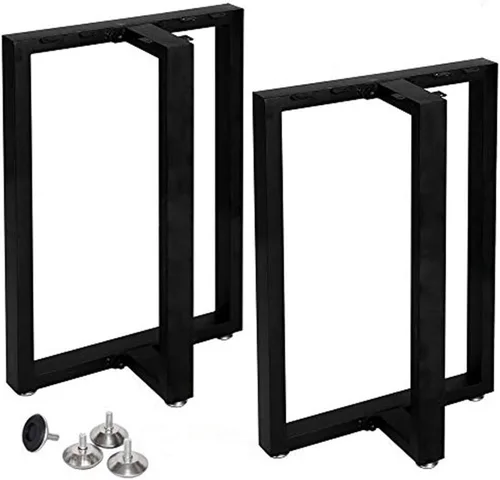 Vista 19 de Patas rectangulares industriales de metal de 16 pulgadas de altura, patas de banco de metal para mesa, diseño moderno de mediados de siglo, juego