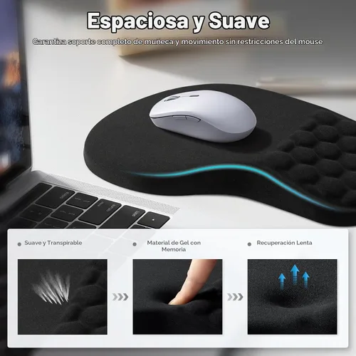 Vista 2 de Ospelelf Conjunto de Reposamuñecas Ergonómico de Alfombrilla para Ratón y Soporte para Teclado, Comodidad con Espuma Viscoelástica, Alivio del Dolor