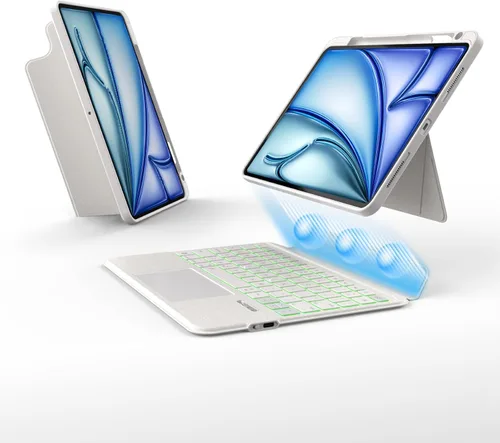 Vista 17 de EIP Funda con teclado Bluetooth para iPad de 10.2 pulgadas (7ª/8ª/9ª generación) y iPad Air de 10.5 pulgadas (3ª generación), funda magnética