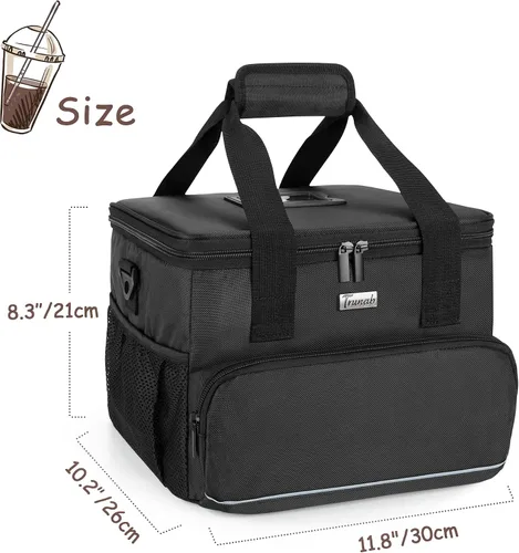 Vista 6 de Trunab Transportador de bebidas reutilizable de 6 tazas para entrega con separadores ajustables, asa con correa de transporte, bolsa aislada