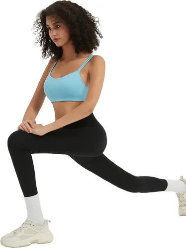 Vista 6 de Attifall Sujetador deportivo corto con copa BC, de bajo impacto, con correa de espagueti, para yoga, gimnasio, entrenamiento