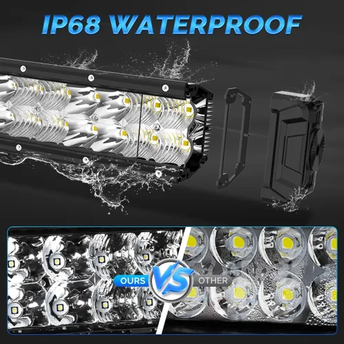 Vista 4 de Rigidhorse - Barra de luz LED de 8 pulgadas, doble fila, 120 W, 12000 lm, combo de luz LED todoterreno, xenón blanco IP68, luz de conducción