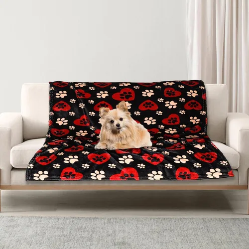 Vista 27 de Manta Suave para Perros para Perros Grandes - Manta Mullida para Mascotas para Gatos y Cachorros, Manta Reversible con Diseño de Huellas de Pata gris