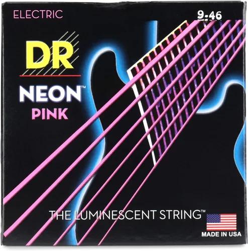 Vista 30 de DR Strings NBE-9 - Cuerdas para guitarra eléctrica de color azul neón de alta definición, cuerda ligera, 9-42