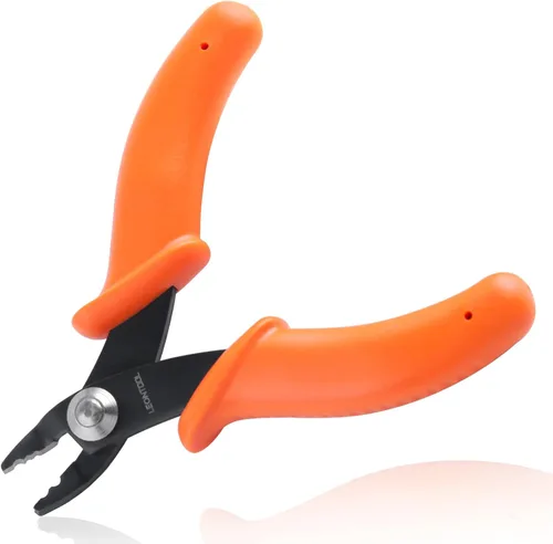 Vista 8 de Mini alicates para engarzar cuentas de 5 pulgadas, herramientas para engarzar cuentas con mandíbula doblada, 2 muescas para hacer joyas, herramienta
