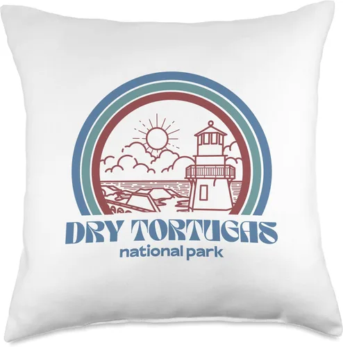 Vista 4 de Dry Tortugas National Park Retro Vintage Style Outdoor Throw Pillow