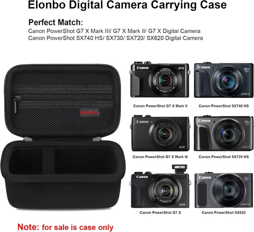 Vista 2 de Elonbo Funda para cámara digital Canon PowerShot G7 X Mark III/G7 X Mark II/Canon Powershot SX740 HS/ SX730 HS/ SX720 HS - Funda de transporte