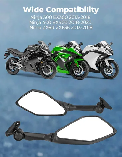 Vista 6 de KEMIMOTO - Espejos Ninja 300 Compatibles con Ninja 400 250 500 ZX6R EX300 ZX-6R Espejo Trasero para Motocicleta