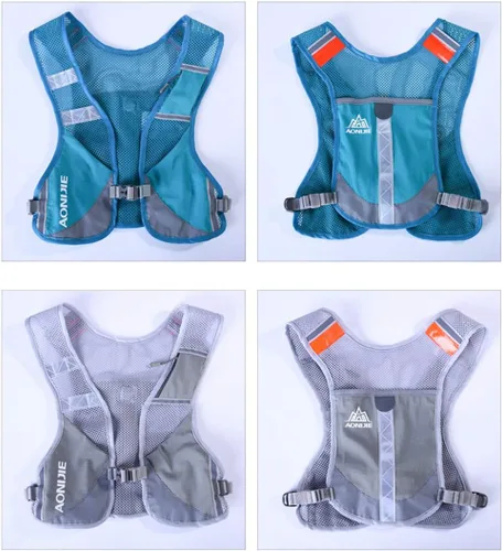Vista 7 de AONIJIE Chaleco Paquete Ultraligero para Correr para Hombres y Mujeres Reflectante Transpirable Mochila de Hidratación para Senderismo, Camping, Azul