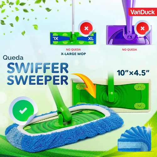 Vista 2 de VanDuck Almohadillas reutilizables para fregona resistentes para mascotas compatibles con Swiffer Sweeper (paquete de 2) – Almohadillas de Azul