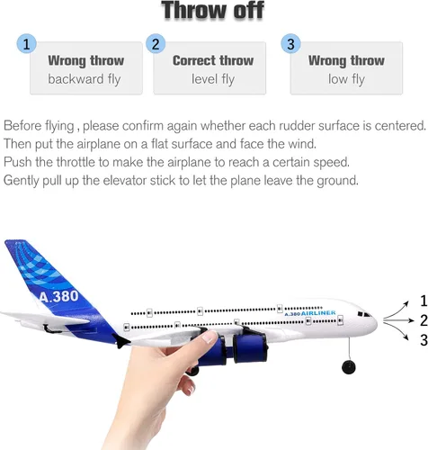 Vista 5 de Avión RC GoolRC A380, avión de control remoto 2.4G 3CH, avión RC fácil de volar para principiantes, modelo de planeador de ala fija de espuma EPP