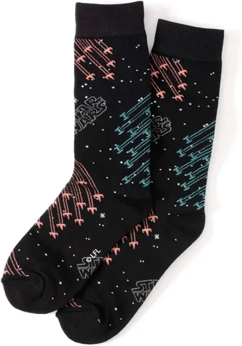 Vista 3 de Cufflinks Inc. Calcetines X-Wing Tie Fighter Battle para hombre, Negro