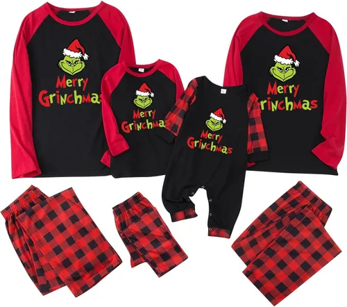 Vista 6 de Pijamas de Navidad para la familia, conjuntos de pijamas de Navidad a juego 2023, pijamas de Navidad para mujeres y hombres, conjunto de ropa