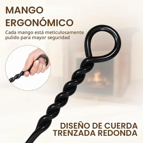 Vista 2 de Juego de herramientas para chimenea de 30 pulgadas con soporte, 4 Negro