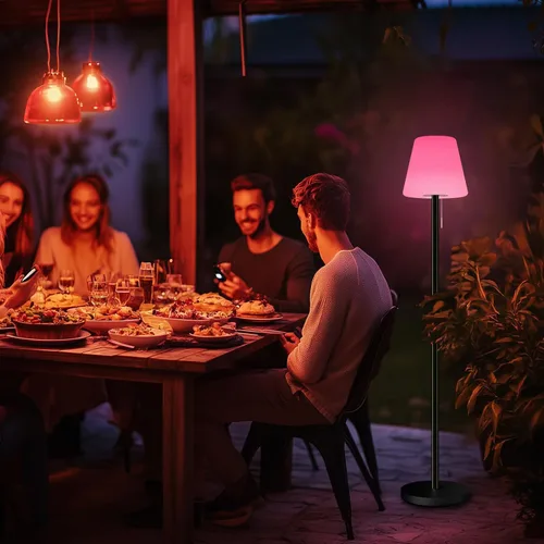 Vista 4 de Gewiny Lámpara de pie exterior Lámparas solares para exteriores Lámpara de pie impermeable recargable Lámpara de pie solar inalámbrica regulable LED